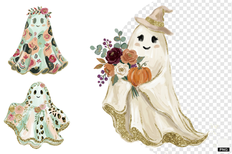 Whimsical Halloween Ghost PNG