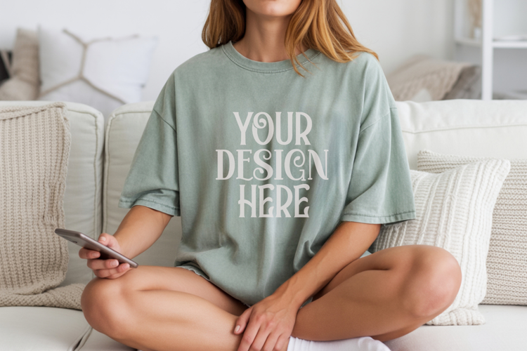 Sage Comfort Colors 1717 T-shirt Mockups,1717 Mockups