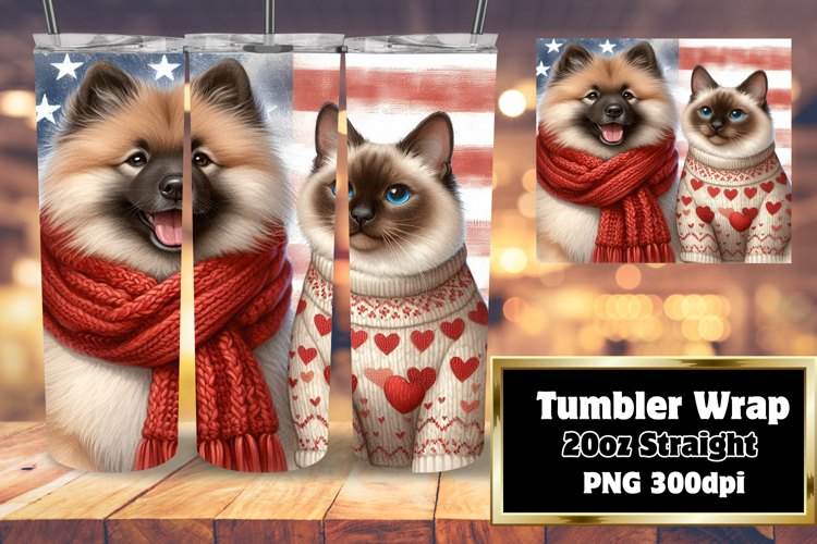 20oz Sublimation Tumbler Wrap , Dog and cat