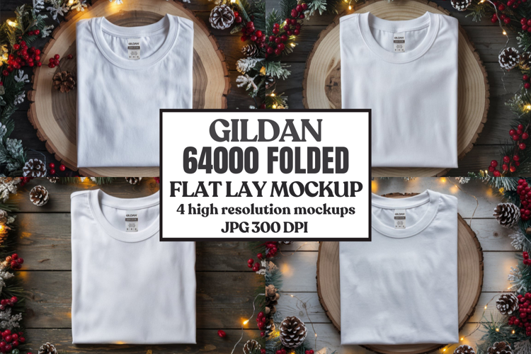 Gildan 64000 Folded Christmas Flat Lay T-shirt
