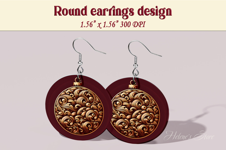 Vintage pattern earrings |Luxury Round Earring sublimation