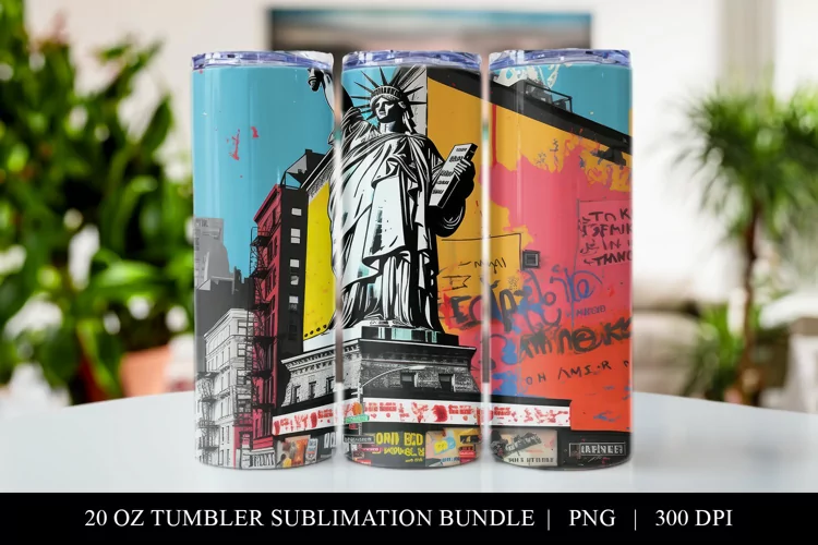 Statute of Liberty Pop Art 20 oz Skinny Tumbler Sublimation