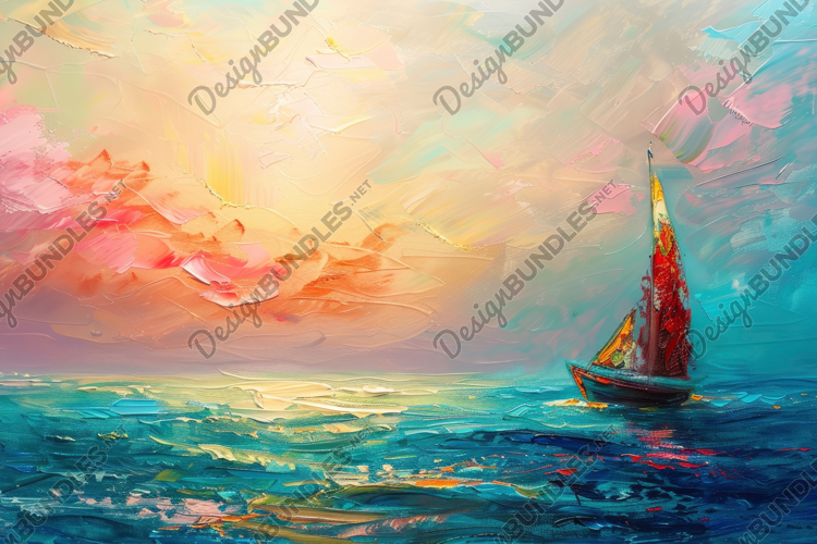 Painting of a Sailboat Background Wallpaper