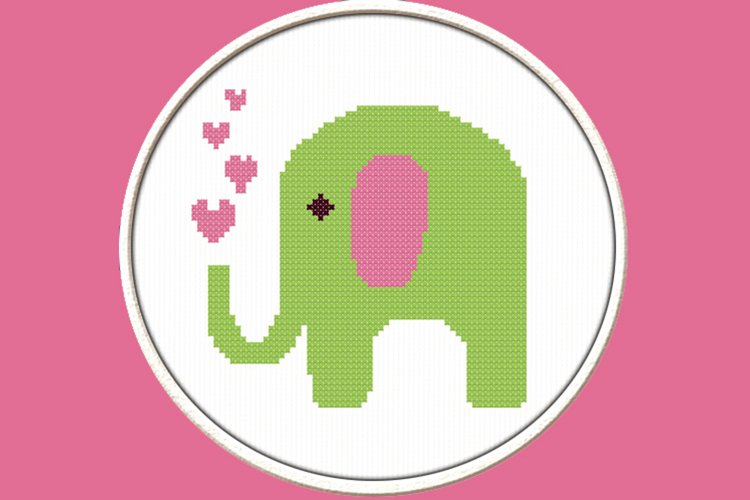 Little Elephant - PDF Cross Stitch Pattern example image 1