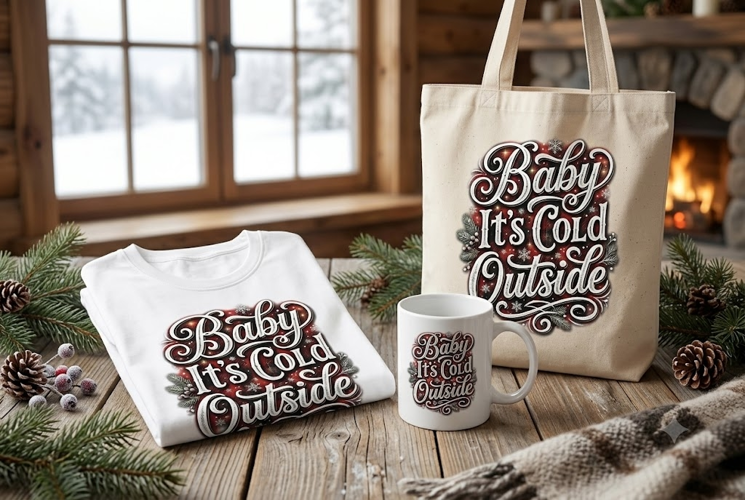 Baby It's Cold Outside Christmas PNG Sublimation Design