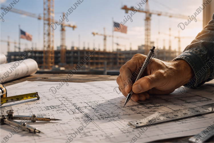 Engineer Drafting Construction Site