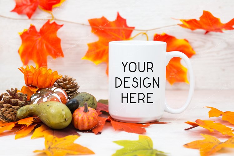 Mug Mockup 15 Oz Blank White Coffee Cup Fall Mock up example image 1