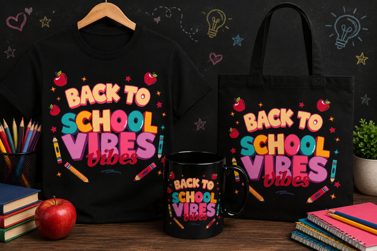 Back to School Vibes PNG, Cute Retro Teacher Design