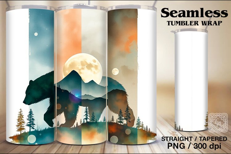 Wild Bear Tumbler Wrap Sublimation, 20 oz