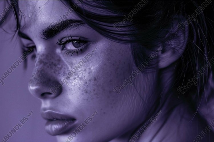 Intense gaze: portrait of a young woman in monochrome example image 1