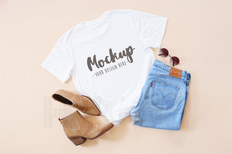 Basic Tshirt Mockup Bella Canvas 3001 Flat Lay White Tshirt