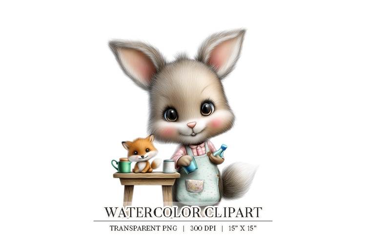 Cute Baking Bunny Clipart PNG