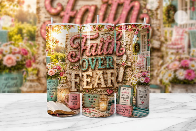 Faith Over Fear Tumbler Wrap PNG
