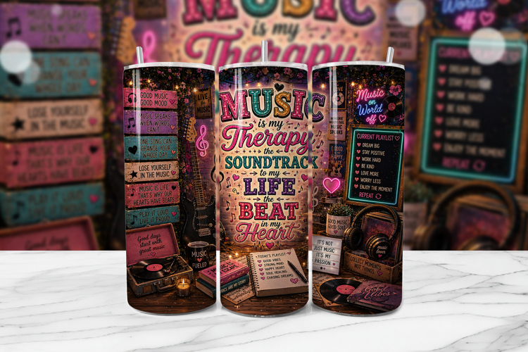 Music Therapy Tumbler Wrap PNG