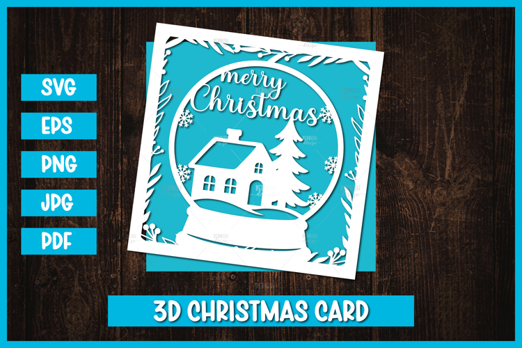 Merry Christmas Greeting Paper Cut Card I Christmas Card SVG