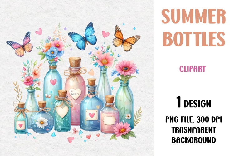 Summer Clipart, Bottles and Jars, PNG