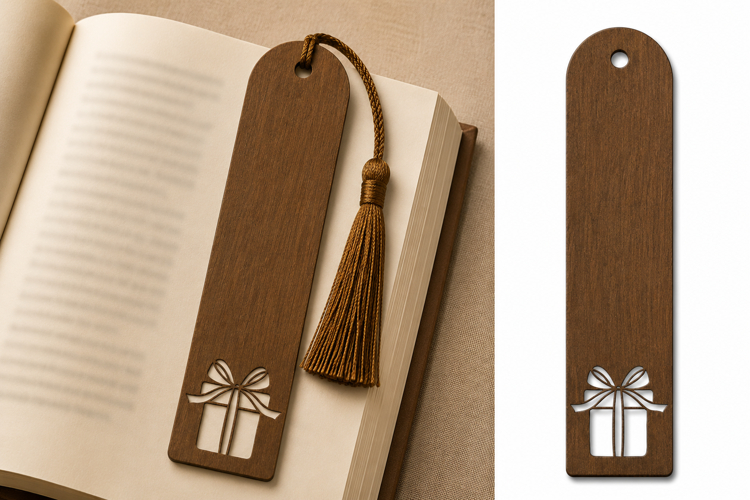 Minimalist Wooden Gift Box Bookmark with Tassel for Book example image 1
