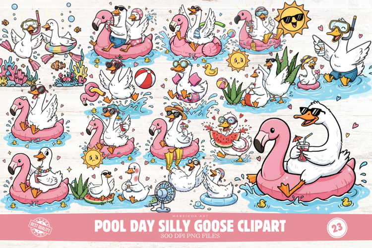 Pool Day Silly Goose Clipart