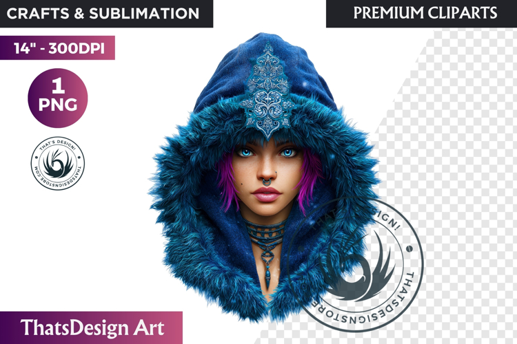 Fantasy Boreal Winter Girls Warrior & Ice Queen Clipart