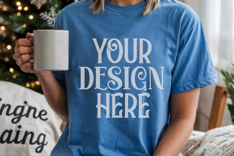 Blue Jean Comfort Colors 1717 Christmas Mockup, CC 1717