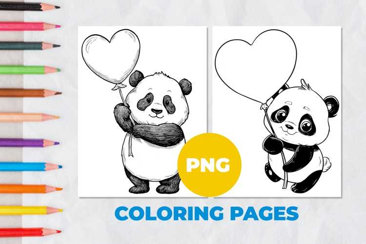 Panda with a balloon Coloring Pages | Coloring book