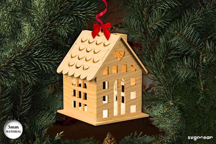 Christmas House Candle Holder SVG | Laser Cut | Glowforge