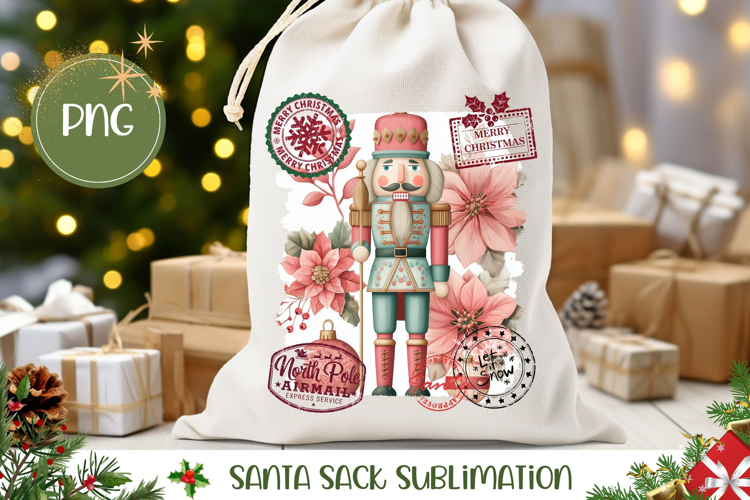 Cute Christmas Nutcracker Santa Sack, Christmas Gift Bag
