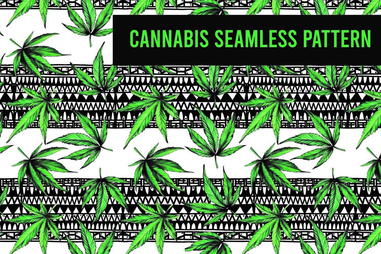 Marijuana pattern. Cannabis Digital Paper example image 1