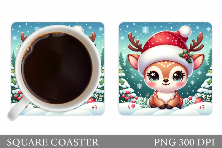 Christmas Deer Coaster Design. Christmas Coaster Sublimation