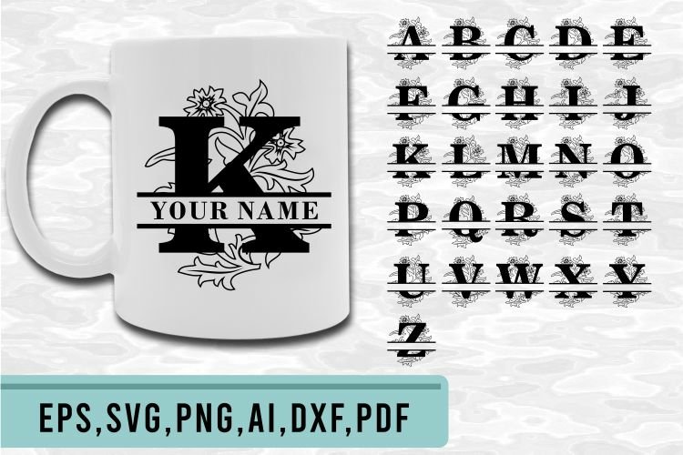 Floral Split Monogram Svg Image 8