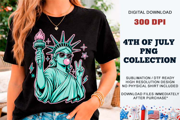 Bubble Gum Liberty PNG | Cool Statue of Liberty DTF