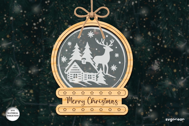 Christmas Snowglobe Ornament Laser Cut | Glowforge | SVG