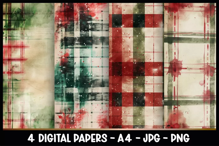 4 Christmas Digital Papers I Christmas Junk Journal Pages