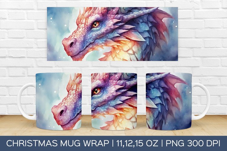 Christmas Dragon Mug Wrap | Christmas Sublimation Design
