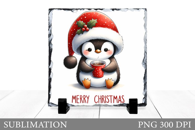 Cute Penguin Sublimation. Christmas Penguin Slate Design example image 1