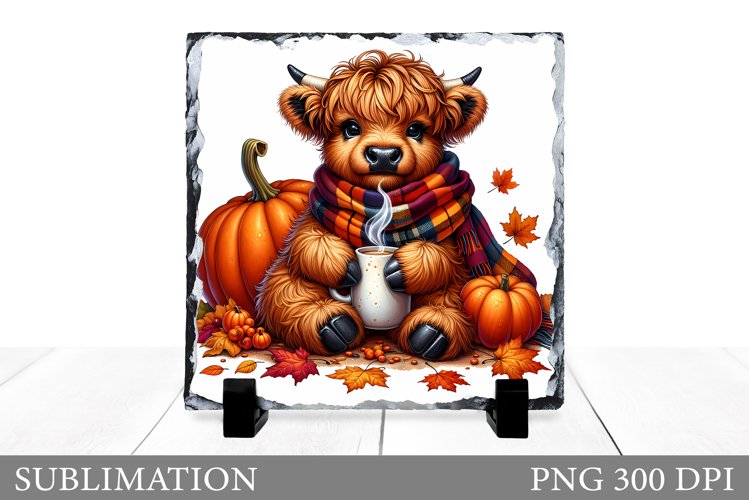 Fall Cow Sublimation. Fall Slate Sublimation example image 1