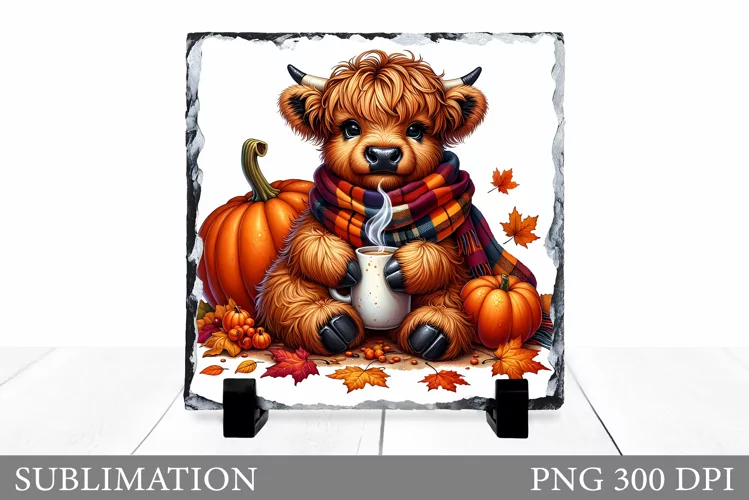 Fall Cow Sublimation. Fall Slate Sublimation