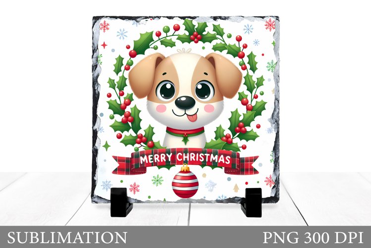 Christmas Dog Sublimation. Christmas Slate Sublimation example image 1
