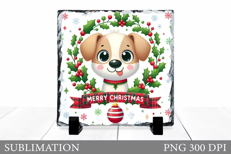 Christmas Dog Sublimation. Christmas Slate Sublimation