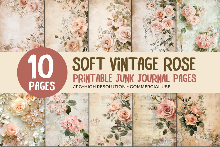 Soft Vintage Rose Junk Journal Pages