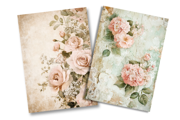 Soft Vintage Rose Junk Journal Pages