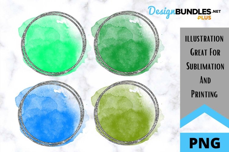 Greens and Blues Circle Watercolor Sublimation Background