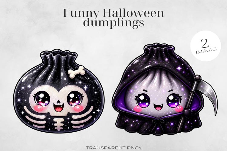 Cute Halloween Dumpling Clipart 2 PNGs