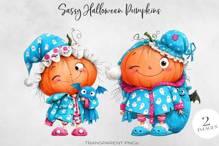 Sassy Halloween Pumpkin Clipart 2 PNGs