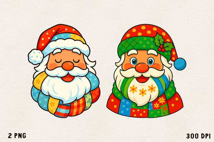 Patchwork Christmas Clipart | Cute Holiday PNG