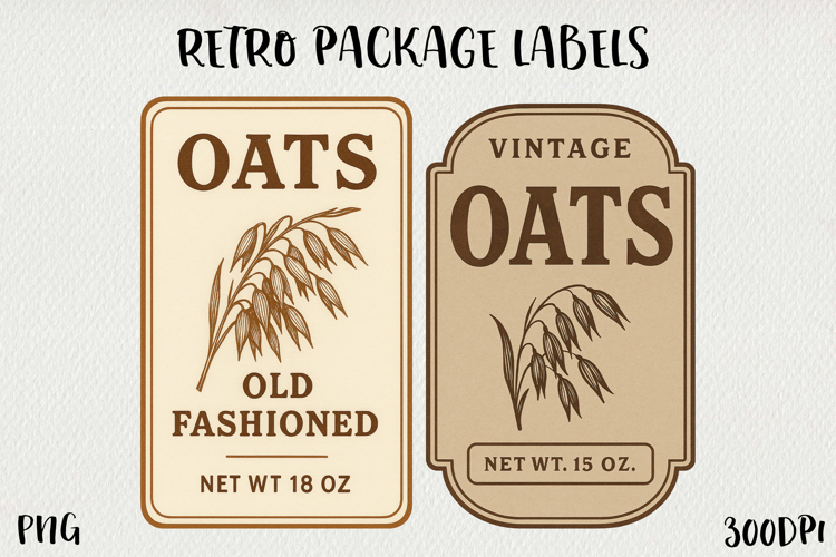 Vintage Food Label PNG Retro Pantry & Packaging Clipart.
