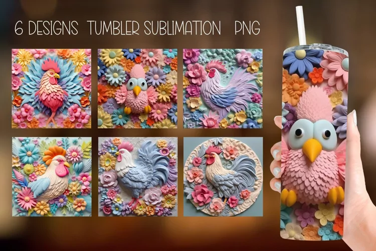 3D Chicken Tumbler | Sublimation 3D Tumbler Wrap