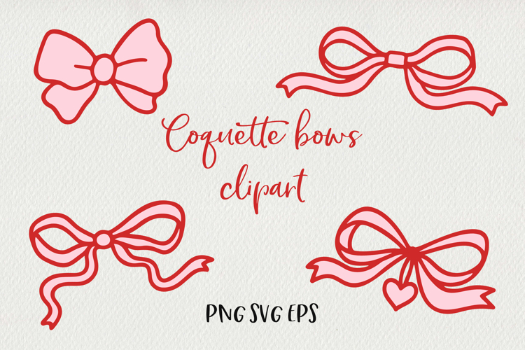 Coquette Bows Clipart | Pink Girly Ribbon Illustrations SVG
