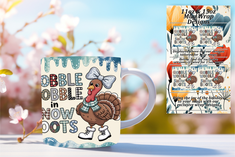 Gift 15oz Mug Wrap Png Design , Holiday