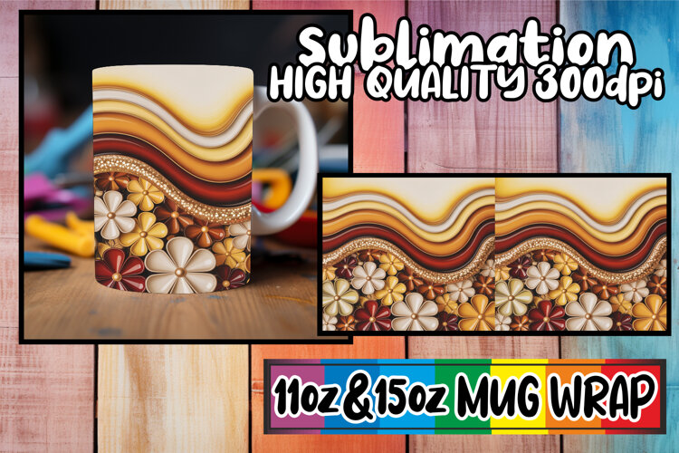 Delightful sips 11oz 15oz mug wrap, Pattern example image 1